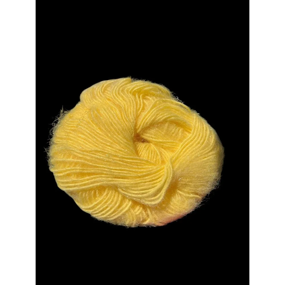 Vintage Mary Maxim Shimmer Yarn Lot Pastel Yellow 8 Skeins 80/20 Acrylic Nylon